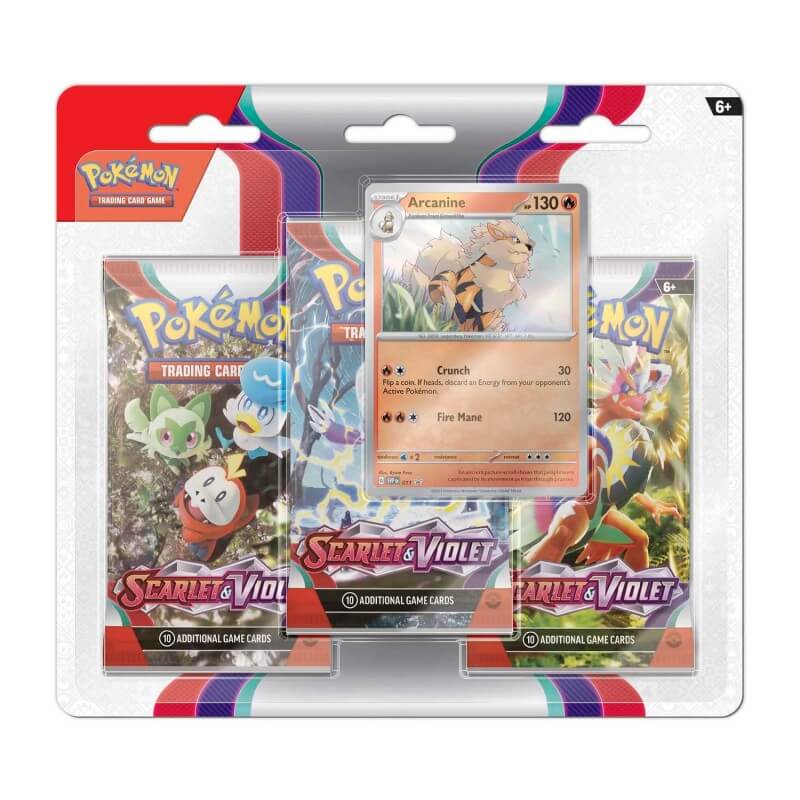 Pokemon Scarlet and Violet Base Set 3 Pack Blister - Arcanine Pokemon - 1