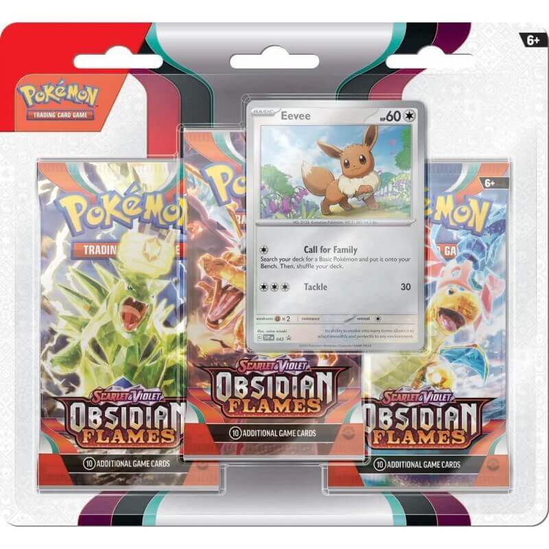 Pokemon Scarlet and Violet Obsidian Flames 3 Pack Blister - Eevee