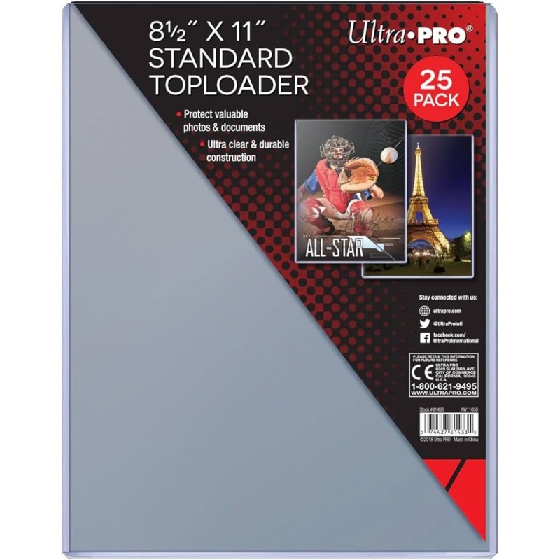 Ultra Pro 8.5x11 Top Loaders (25 Count Pack)