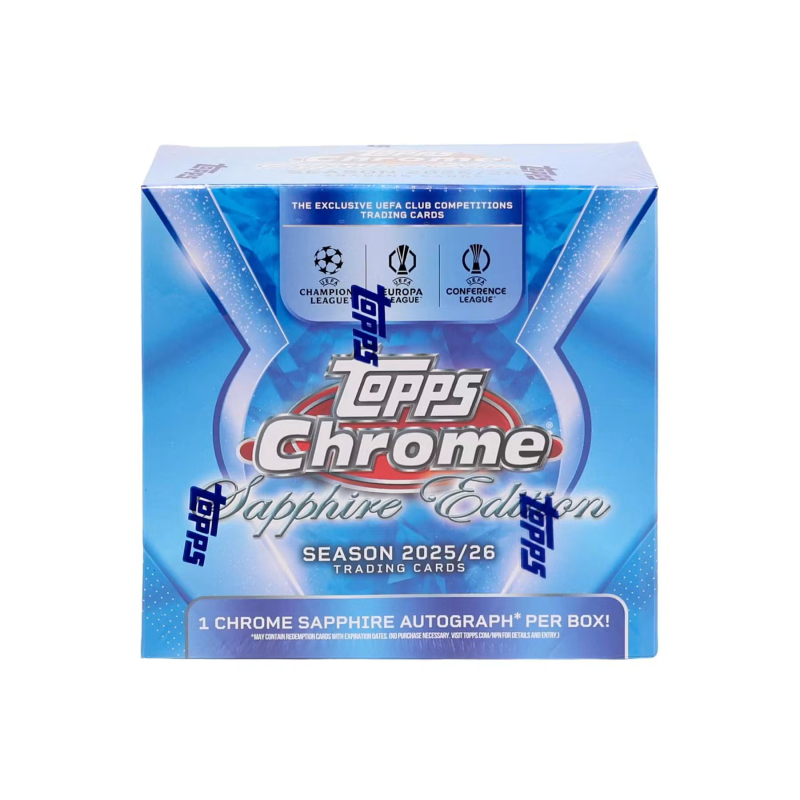 2025-26 Topps Chrome UEFA Club Competitions Soccer Sapphire Edition Box