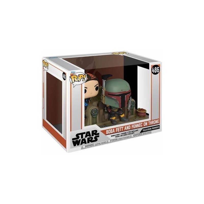 POP! Star Wars Moments The Mandalorian Boba Fett and Fennec Shand on Throne Vinyl Figure